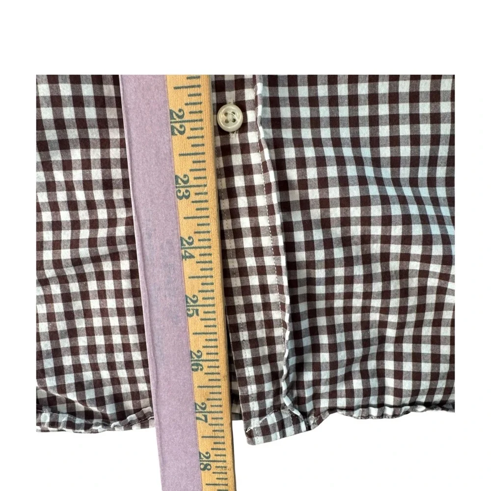 Ralph Lauren Boys XL 18-20 Brown Gingham Button Down Shirt Slim Fit Purple Pony
